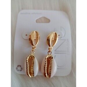Women's Shell Cream & Gold Dangle Earrings Fashion Jewelry Unique New